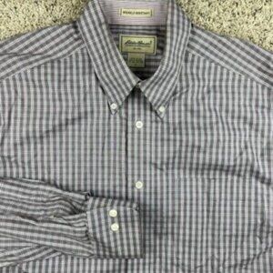 Eddie Bauer Shirt Mens Large Button Up Red Plaid Long Sleeve Pocket Cotton